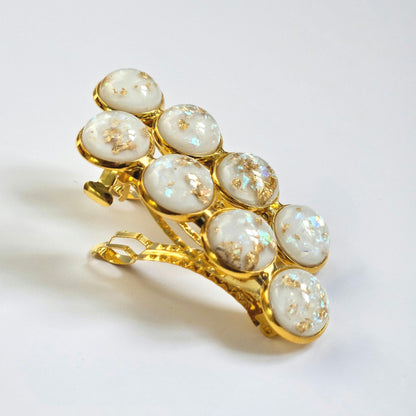 Gold French Barrette: Resin Hair Clip with Gold Detail