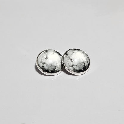 Smoke Design Clip-On Earrings – 16mm Cabochon | Non-Pierced | Hypoallergenic