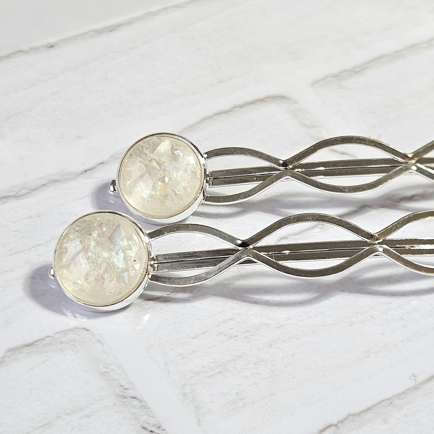Decorative Bobby Pins for Women | Statement Hair Slides Silver Tone (Set of 2)
