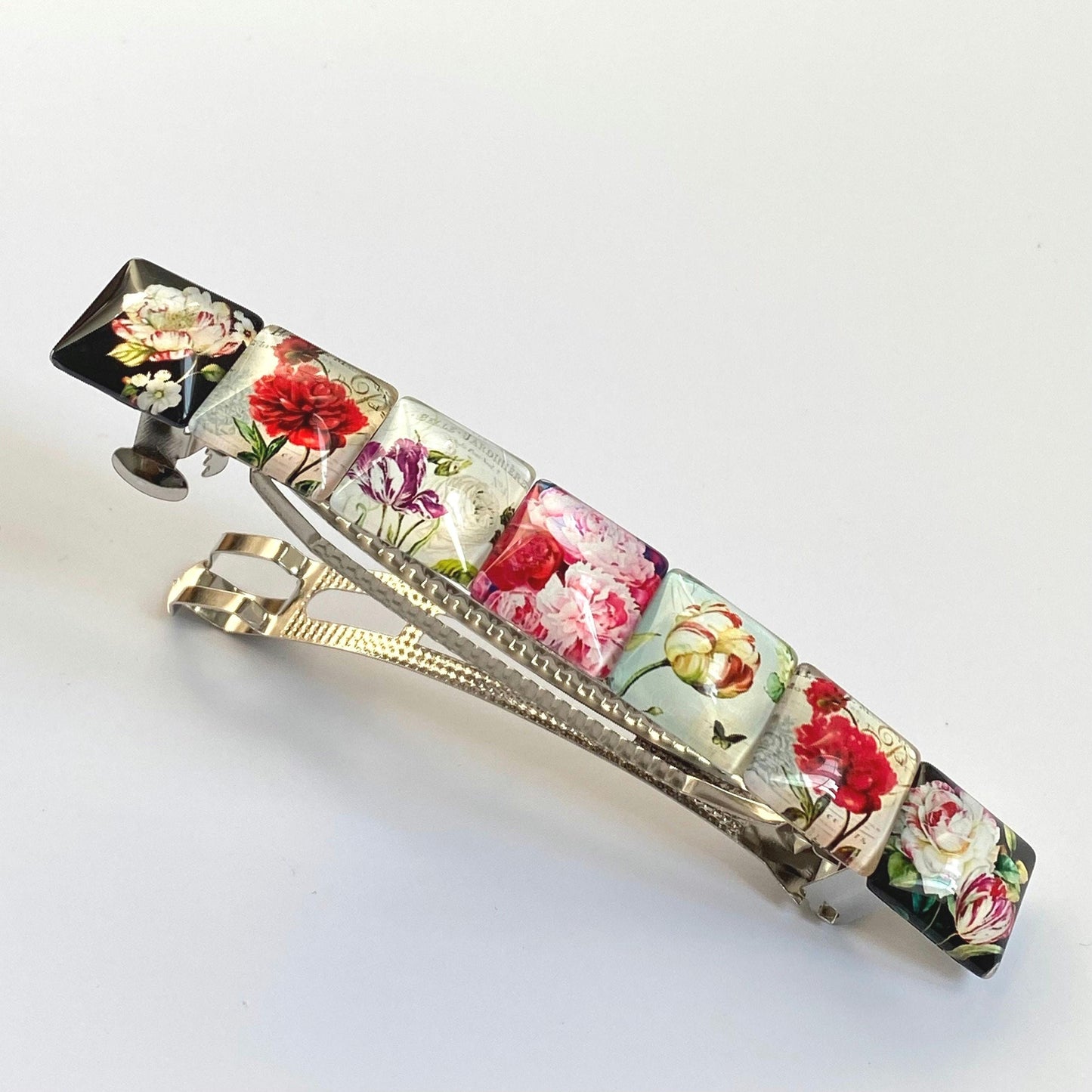 Vintage Floral French Barrette: Secure Flower Hair Clip
