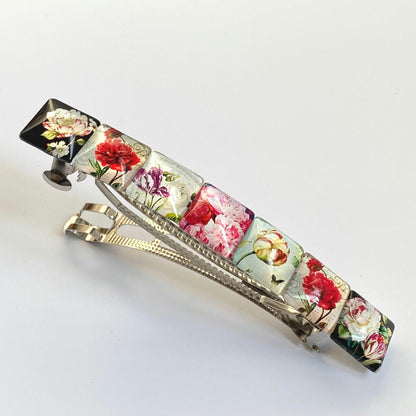 Vintage Floral French Barrette: Secure Flower Hair Clip