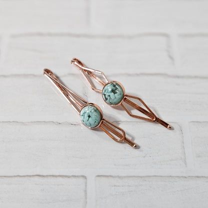 Decorative Bobby Pins for Women, Decorated Rose Gold Statement Hair Slides