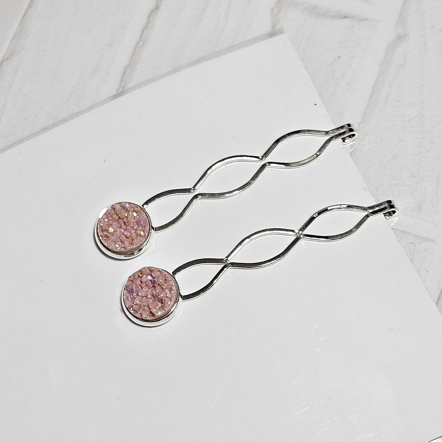 Decorative Bobby Pins x2, Silver Hair Accessories