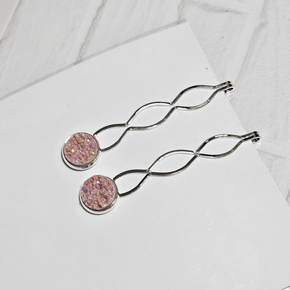 Decorative Bobby Pins x2, Silver Hair Accessories