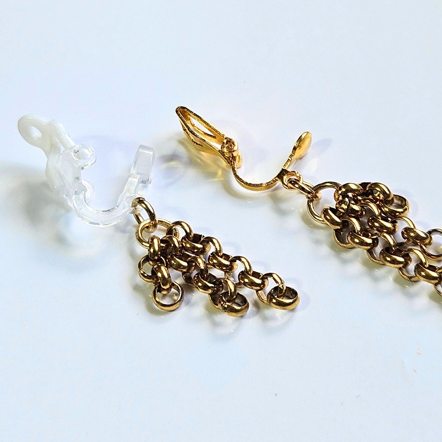 Stainless Steel Dangle Chain Clip-On Earrings – 3cm Drop | Non-Pierced