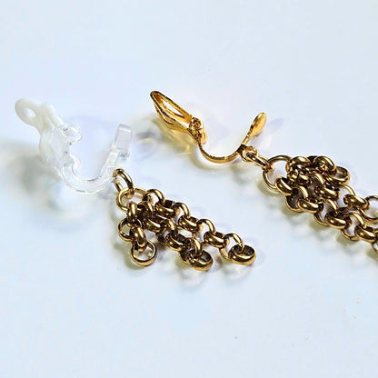 Stainless Steel Dangle Chain Clip-On Earrings – 3cm Drop | Non-Pierced
