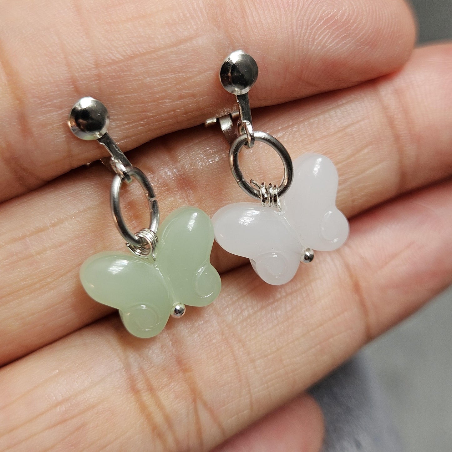 Glass Butterfly Clip-On Earrings – Hypoallergenic | Non-Pierced