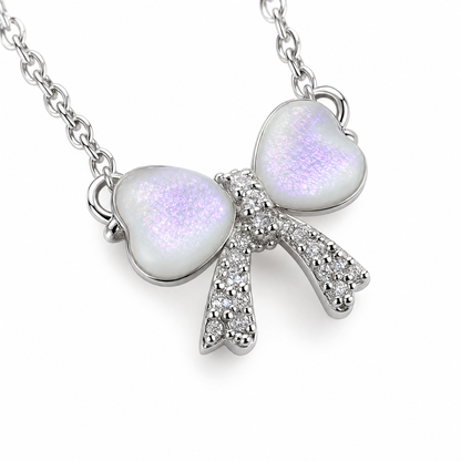 Silver bow Necklace | Stainless Steel and Copper Chain