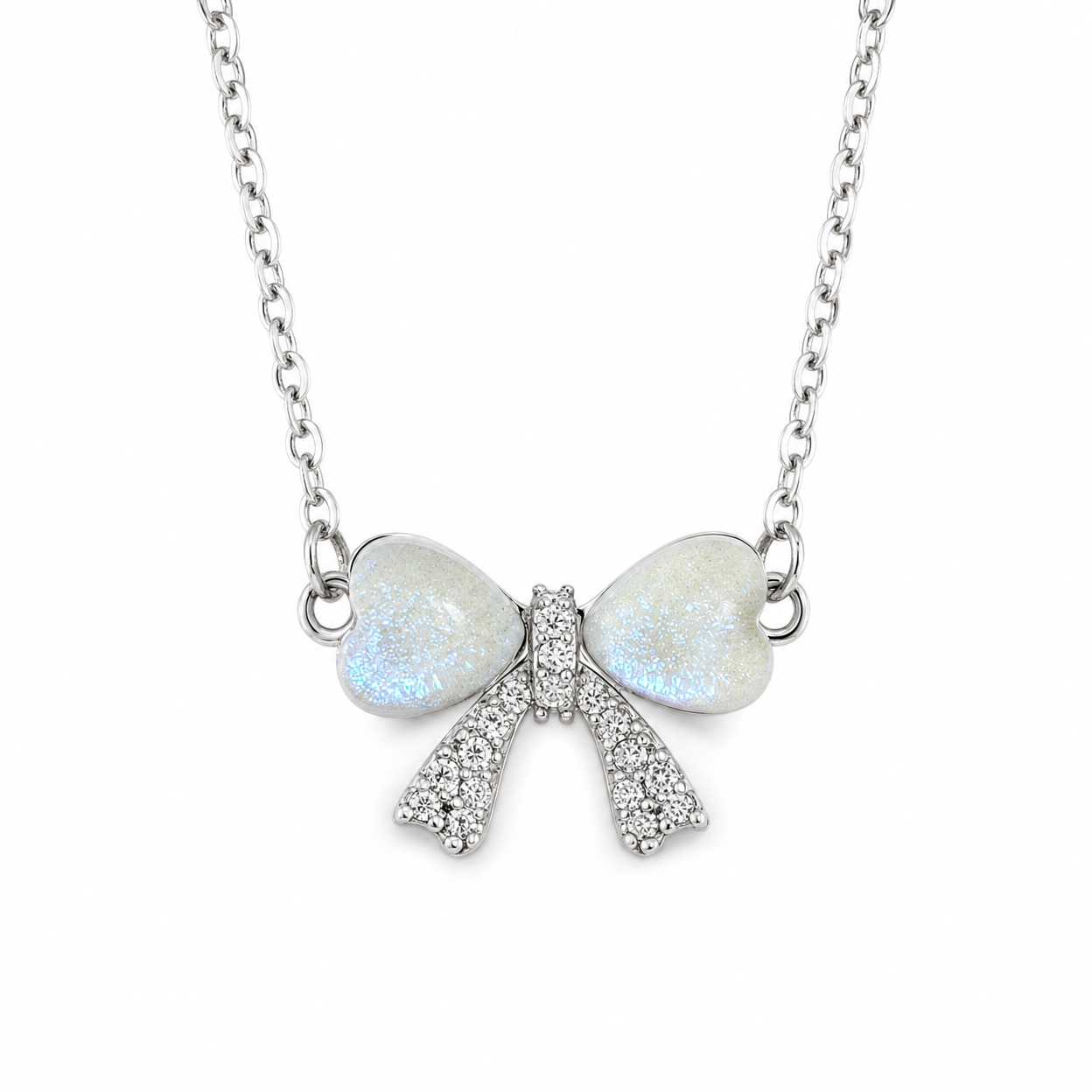 Silver bow Necklace | Stainless Steel and Copper Chain