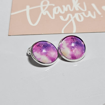 Celestial Clip-On Earrings – Space & Galaxy 16mm Cabochon | Non-Pierced