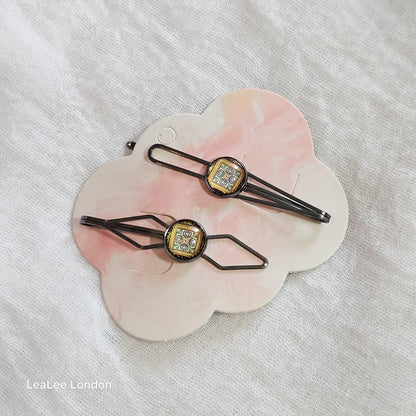 Black Bobby Pins Set of 2, Trendy Boho metal Hair Clips, Minimal Hair Accessories