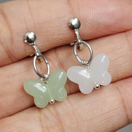 Glass Butterfly Clip-On Earrings – Hypoallergenic | Non-Pierced