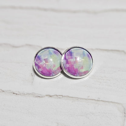 Abstract Paint Stroke Clip-On Earrings – Silver Tone | Non-Pierced