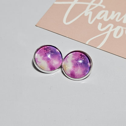 Celestial Clip-On Earrings – Space & Galaxy 16mm Cabochon | Non-Pierced