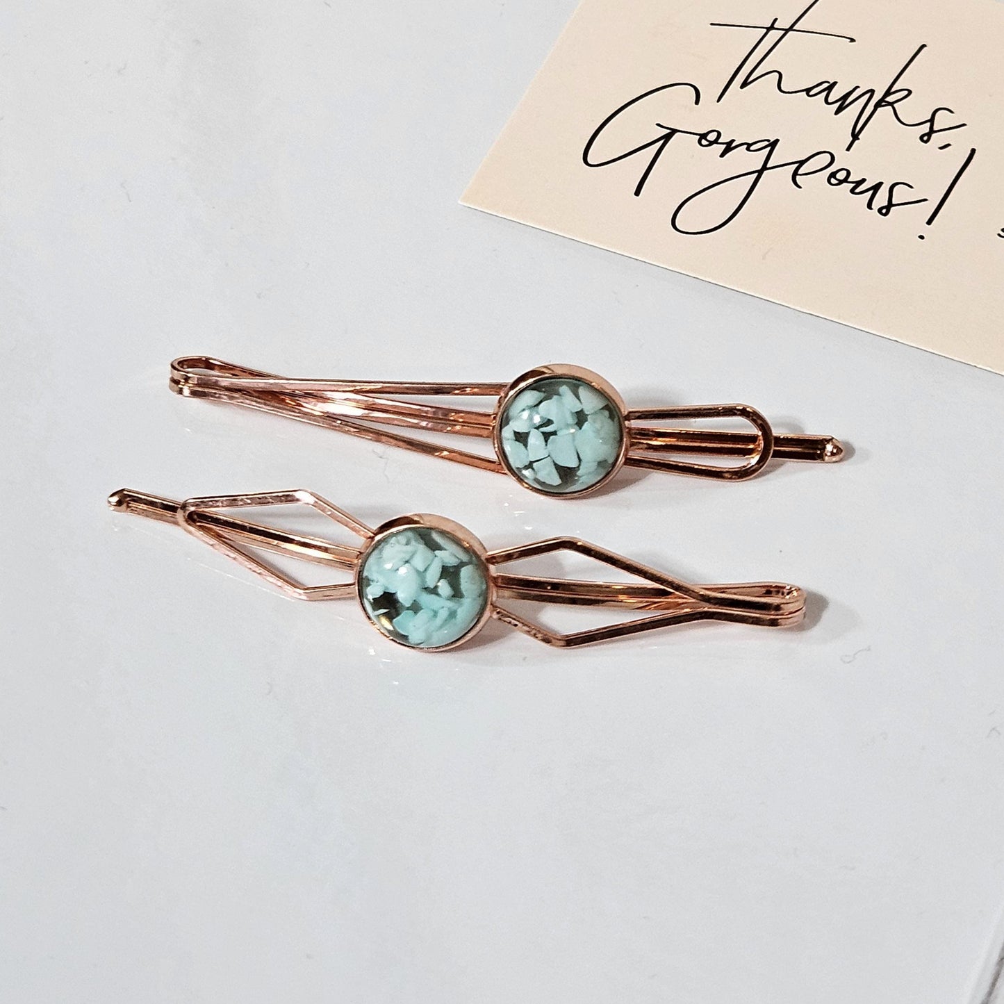 Decorative Bobby Pins for Women, Decorated Rose Gold Statement Hair Slides