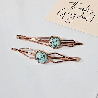 Decorative Bobby Pins for Women, Decorated Rose Gold Statement Hair Slides