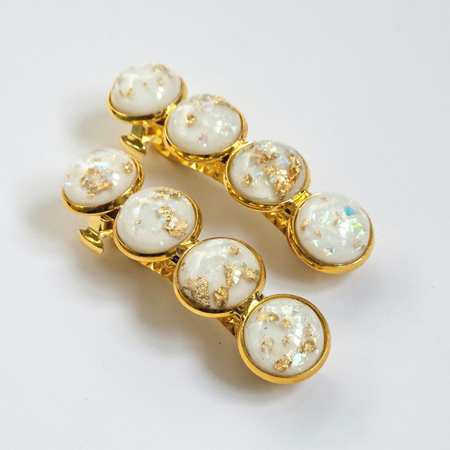 Gold French Barrette: Resin Hair Clip with Gold Detail