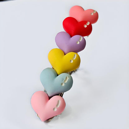 Pastel Heart Barrette Hair Clip – 9cm | Colourful | Non-Pierced