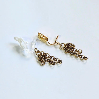 Stainless Steel Dangle Chain Clip-On Earrings – 3cm Drop | Non-Pierced
