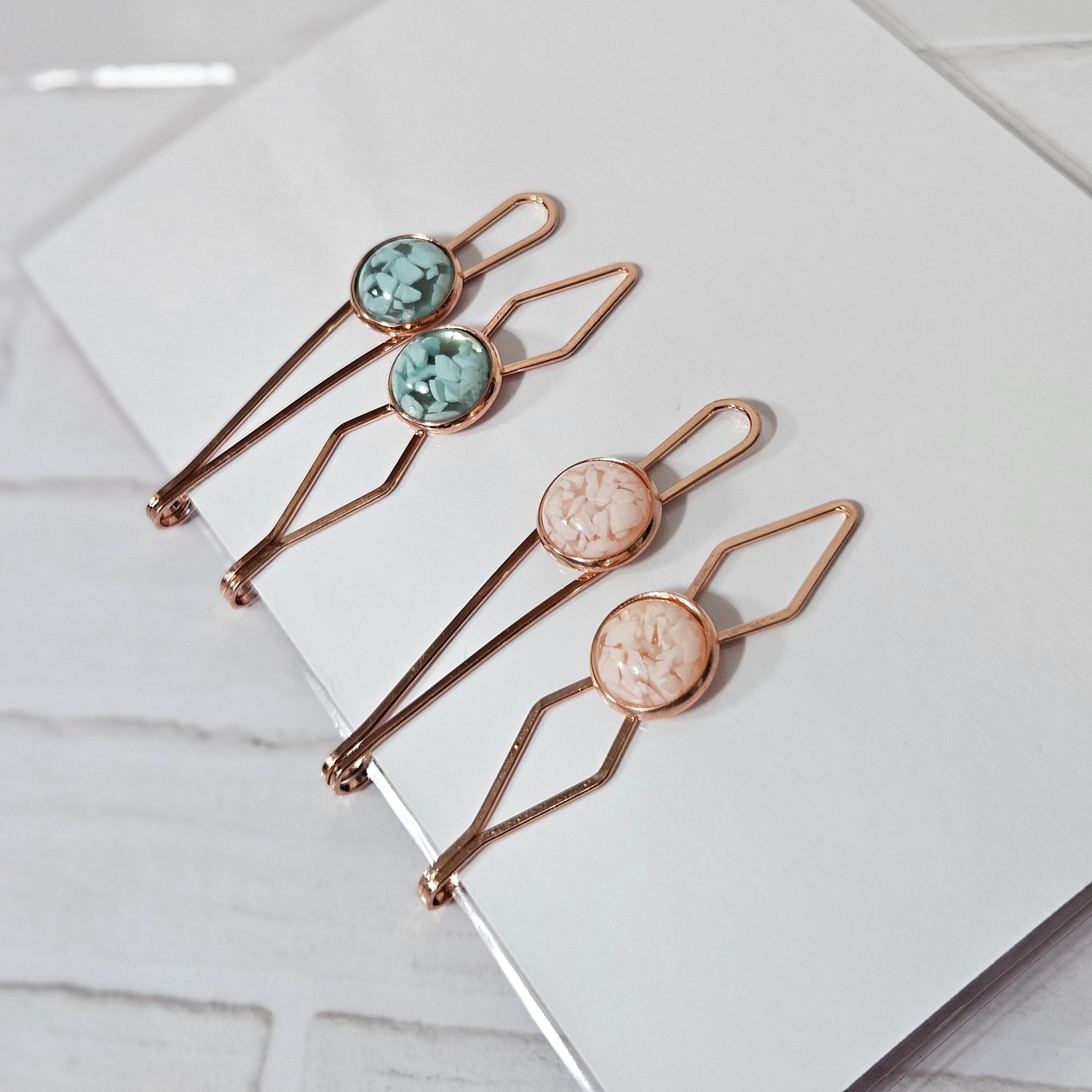Decorative Bobby Pins for Women, Decorated Rose Gold Statement Hair Slides