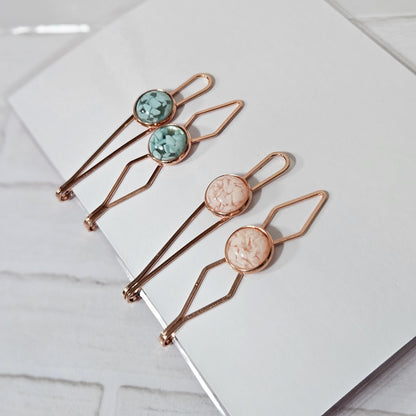 Decorative Bobby Pins for Women, Decorated Rose Gold Statement Hair Slides