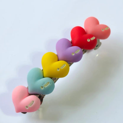 Pastel Heart Barrette Hair Clip – 9cm | Colourful | Non-Pierced