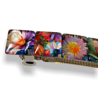 Oil Painted Flower Hair Barrette: Secure French Clip