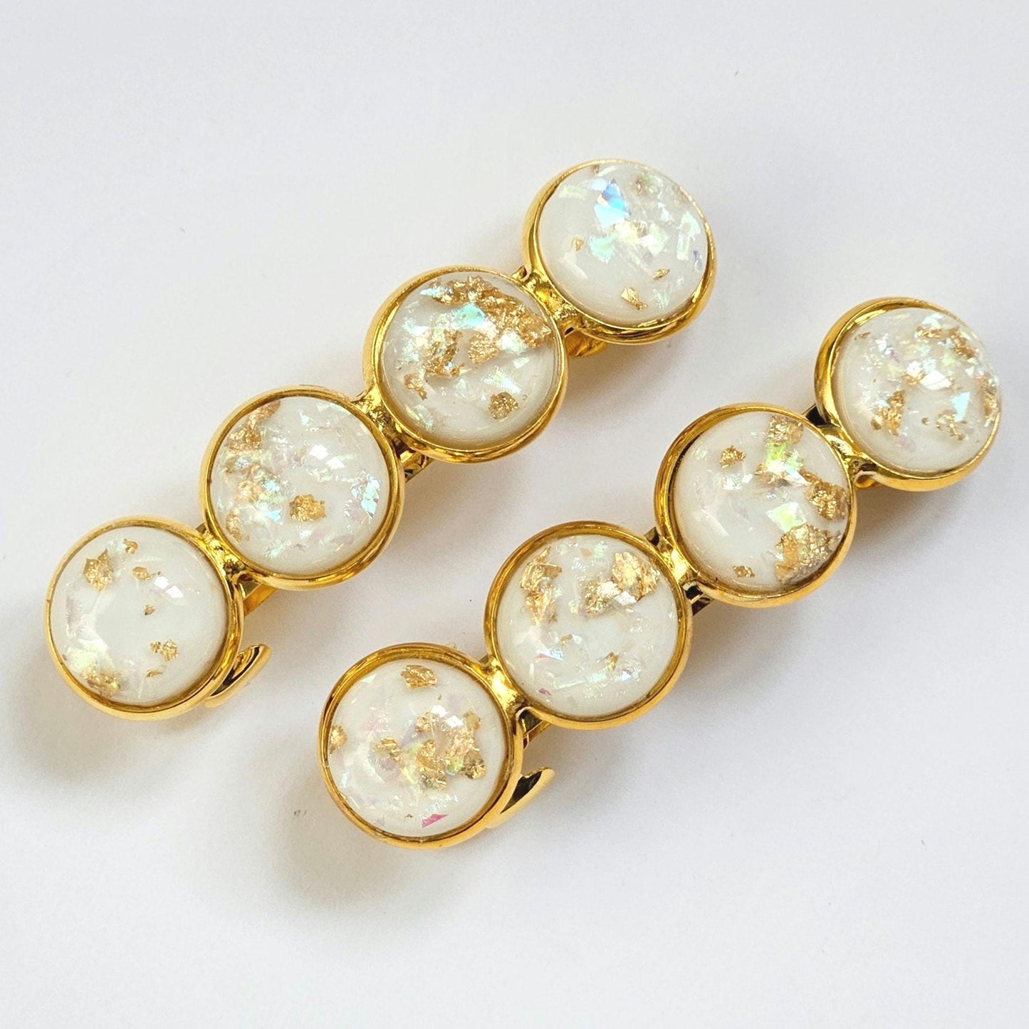 Gold French Barrette: Resin Hair Clip with Gold Detail