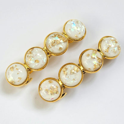 Gold French Barrette: Resin Hair Clip with Gold Detail