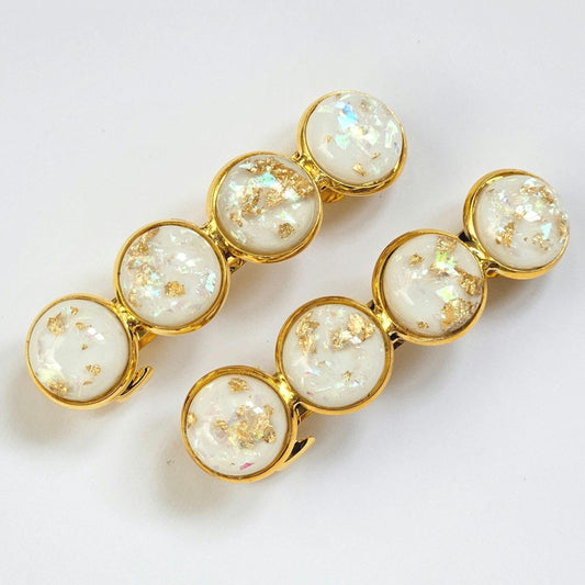 Gold French Barrette: Resin Hair Clip with Gold Detail