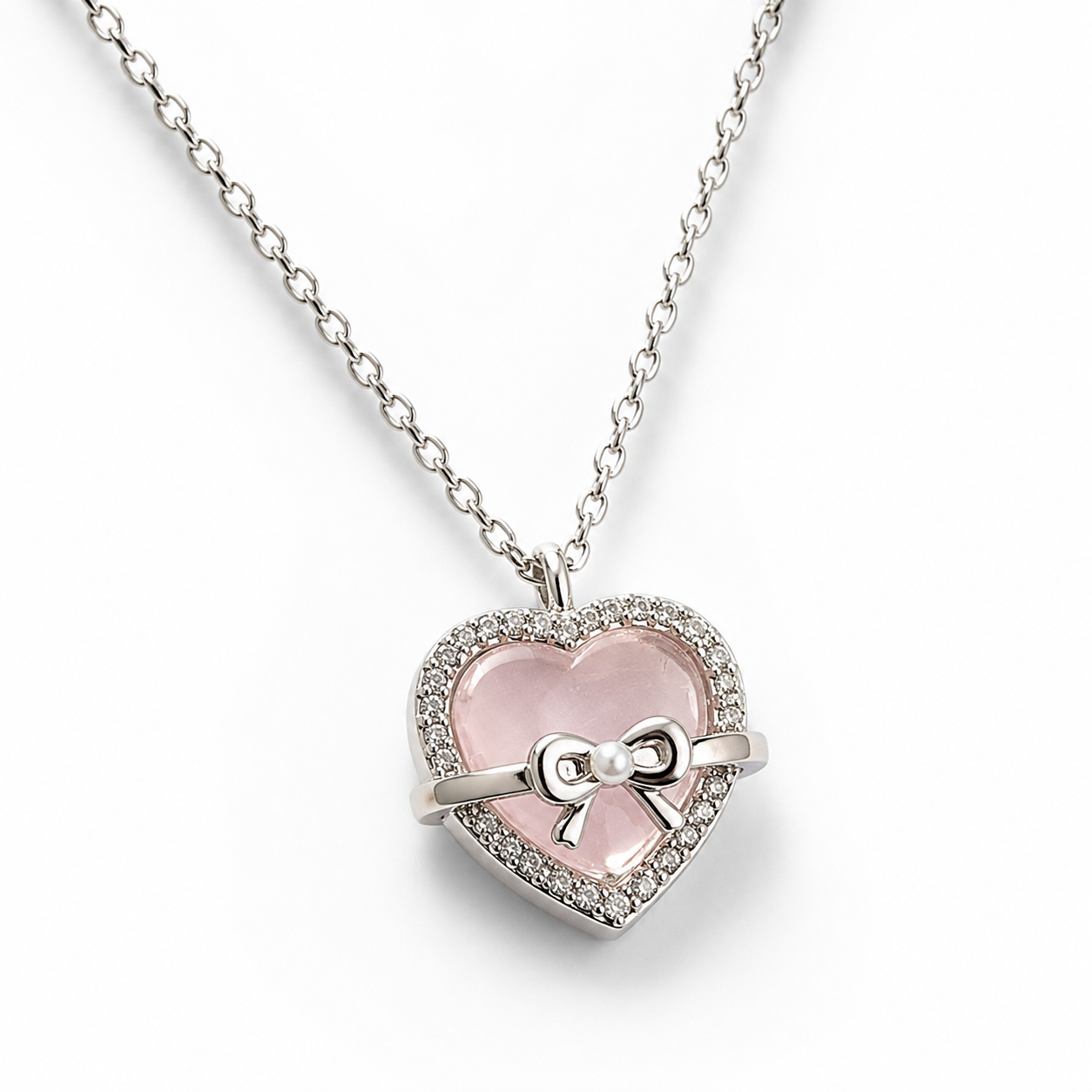 Pink heart Necklace | Stainless Steel and Copper Chain