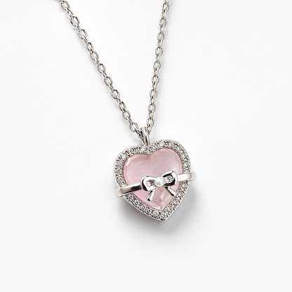 Pink heart Necklace | Stainless Steel and Copper Chain