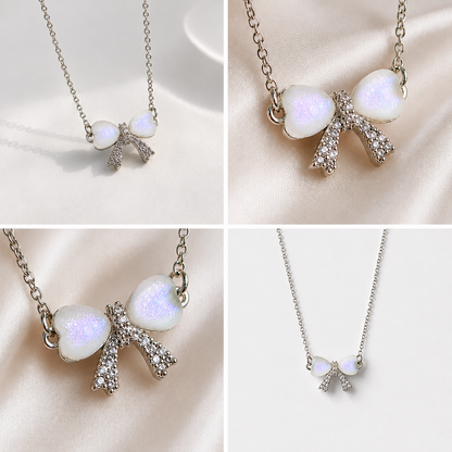 Silver bow Necklace | Stainless Steel and Copper Chain