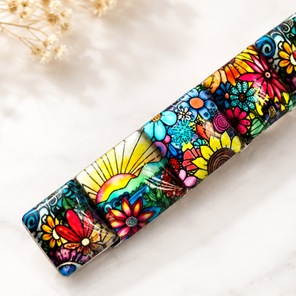 Floral French Barrette for Thick Hair, Handmade Hair Clip