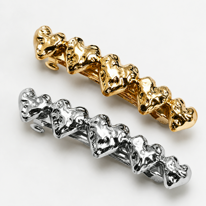 Silver Metal Barrette Hair Clip, Minimalist Gold Hair Accessory For Women