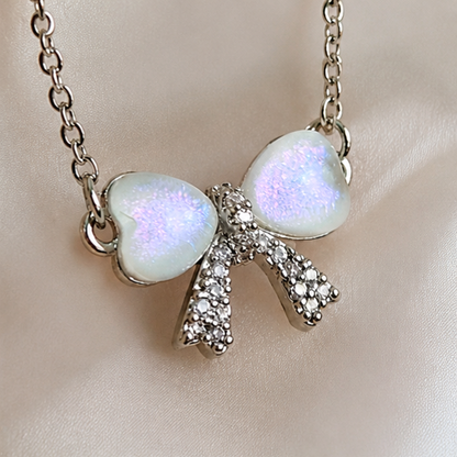 Silver bow Necklace | Stainless Steel and Copper Chain