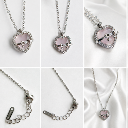 Pink heart Necklace | Stainless Steel and Copper Chain