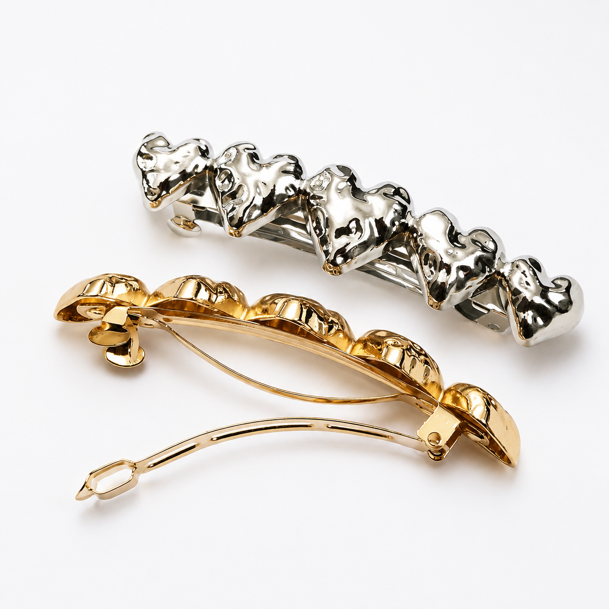 Silver Metal Barrette Hair Clip, Minimalist Gold Hair Accessory For Women