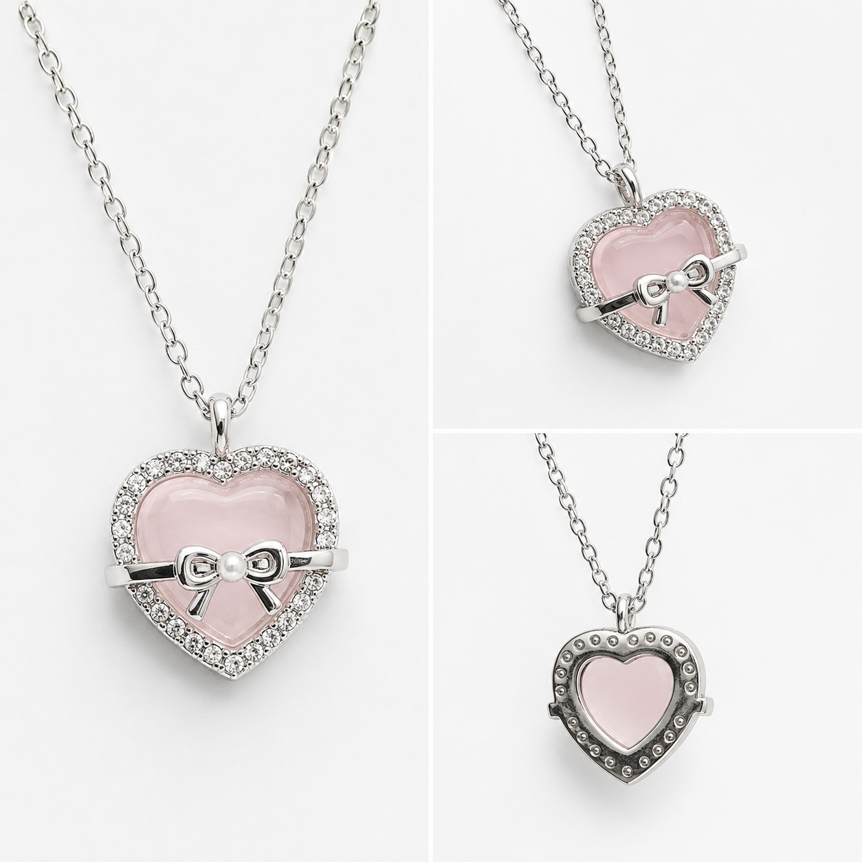 Pink heart Necklace | Stainless Steel and Copper Chain