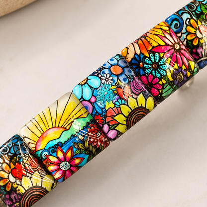 Floral French Barrette for Thick Hair, Handmade Hair Clip